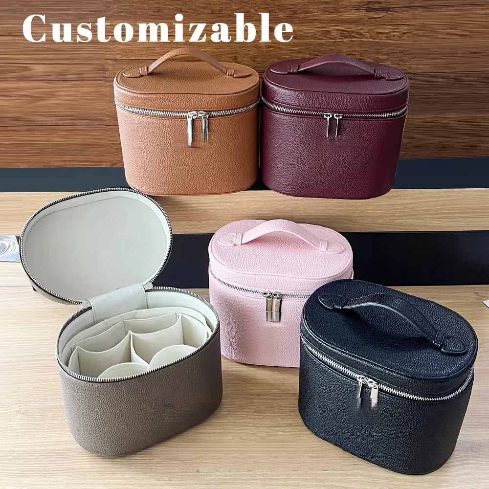 Customizable Names and Letters, Travel Portable Cosmetic Bag Large-capacity PU Leather Cosmetic Box with Internal Storage Box,