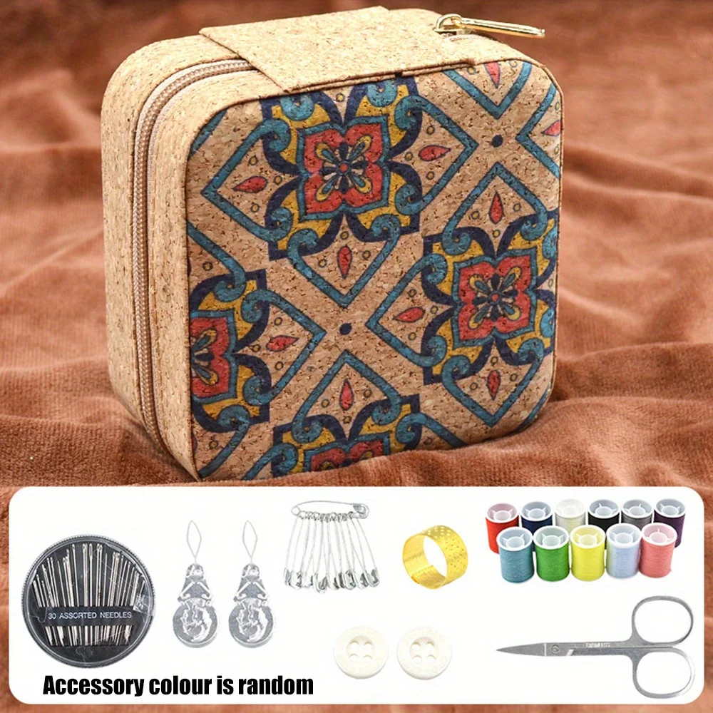 Sewing Kit Portable Vintage Sewing Kit Travel Sewing Kit with Case 12 Threads Scissors Needles Thimble Pins for DIY Home Repair view 3