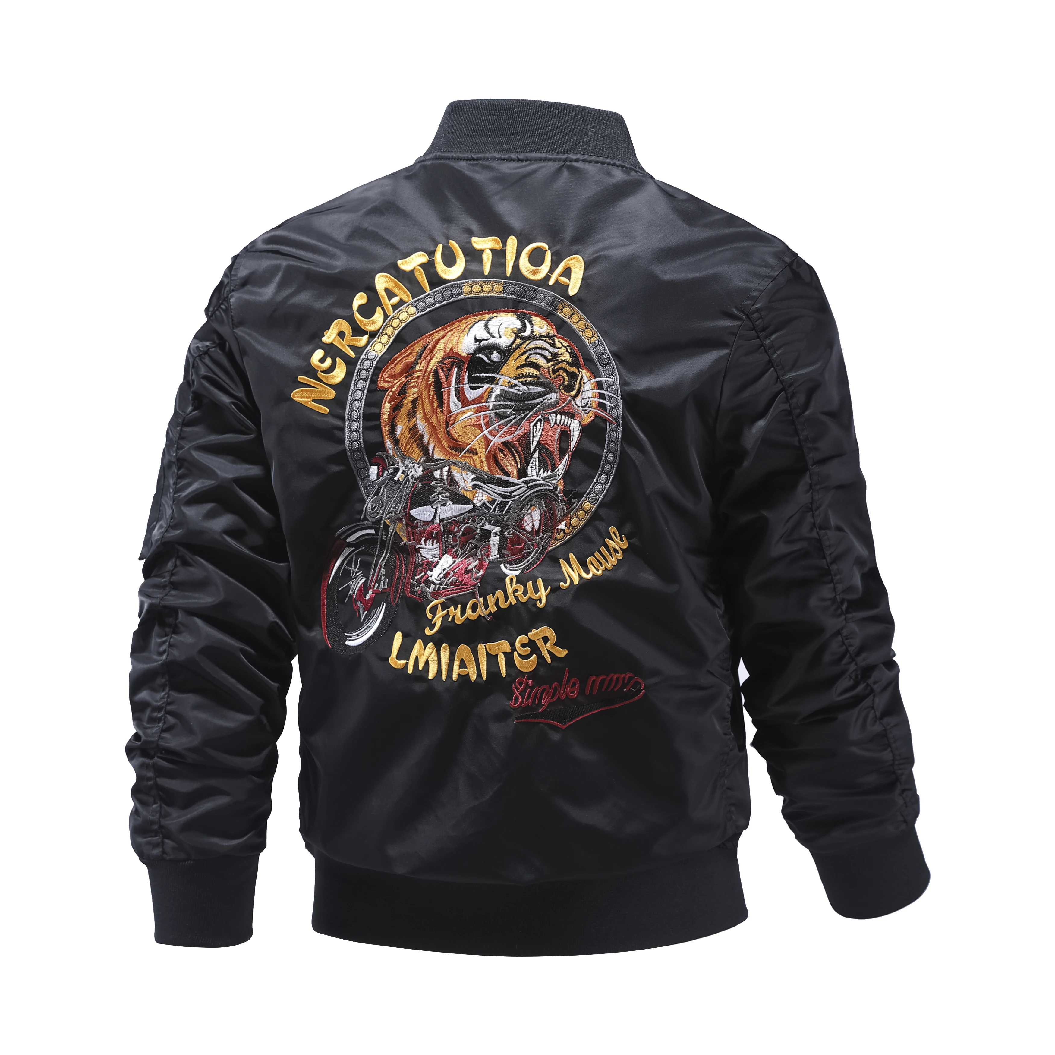 Chaqueta de piloto MA1 para hombre, traje de trabajo con cuello de béisbol bordado informal, holgado, americano, primavera y otoño