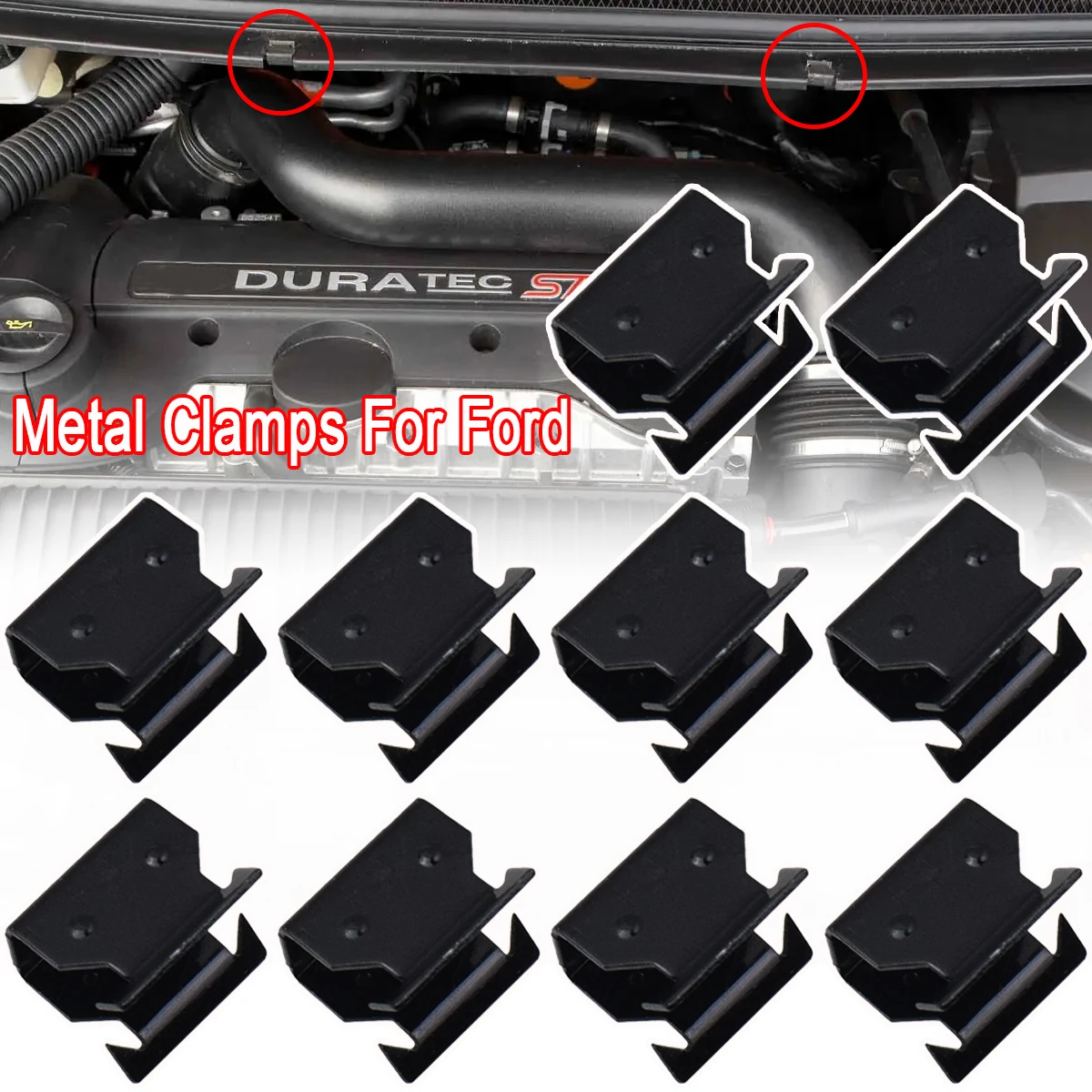 5/10PCS Cowl Scuttle Panel Trim Clips Metal Clamp Car Fastener For Ford Focus MK2 C-MAX 1329640 Outer Vent Grille Clip Retainer