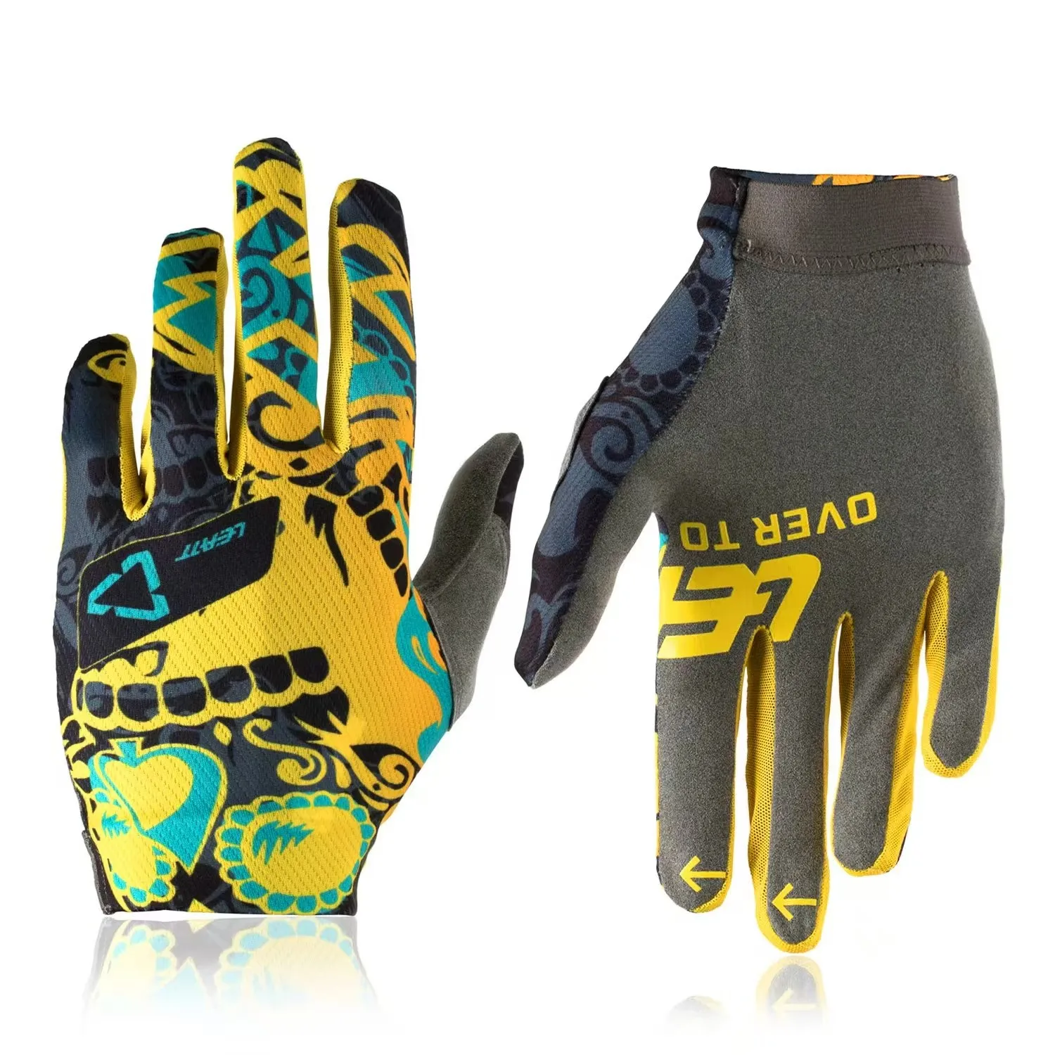 

LET Multi Colored Fashionable Outdoor Cycling Universal Gloves Motorcycle Riding Colorful Six Tpes Of Full Finger Gloves T