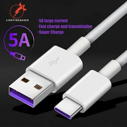 5A USB Type C Cable For Samsung S20 S9 S8 Xiaomi Huawei P30 Pro Fast Charge Mobile Phone Charging Wire White Cable