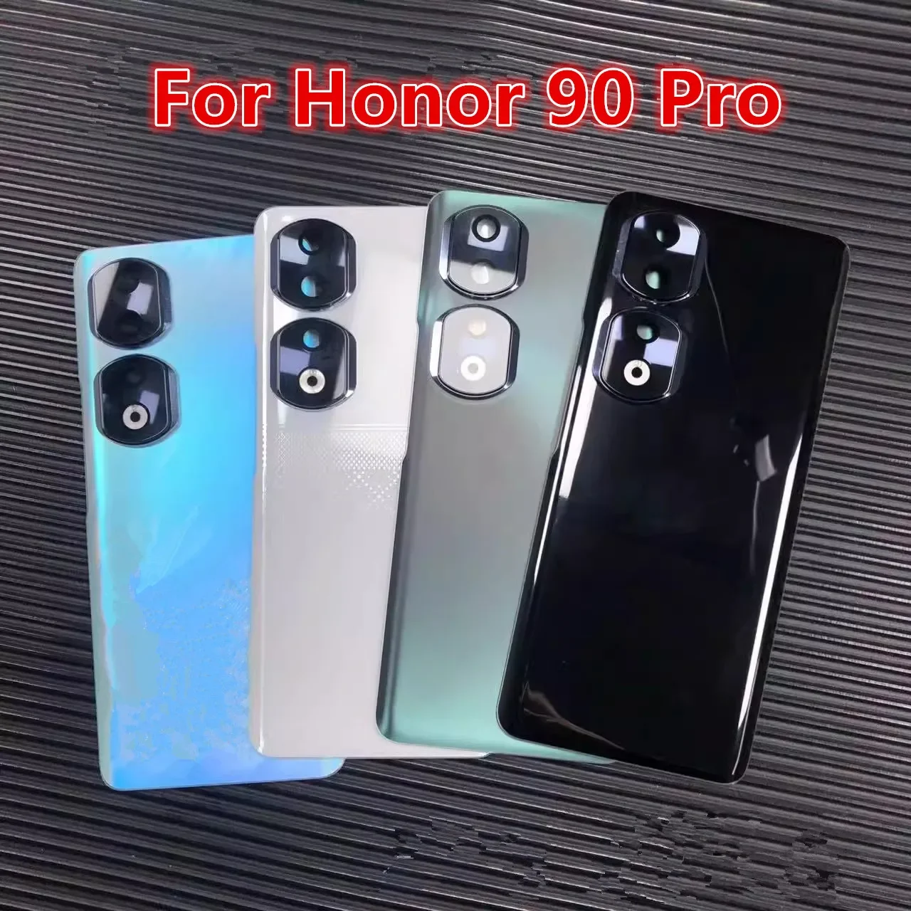 Honor90Pro 90Pro Battery Back Cover For Honor 90 Pro Rear Housing Glass Case Replace Phone Repair Spare Parts + Camera Lens