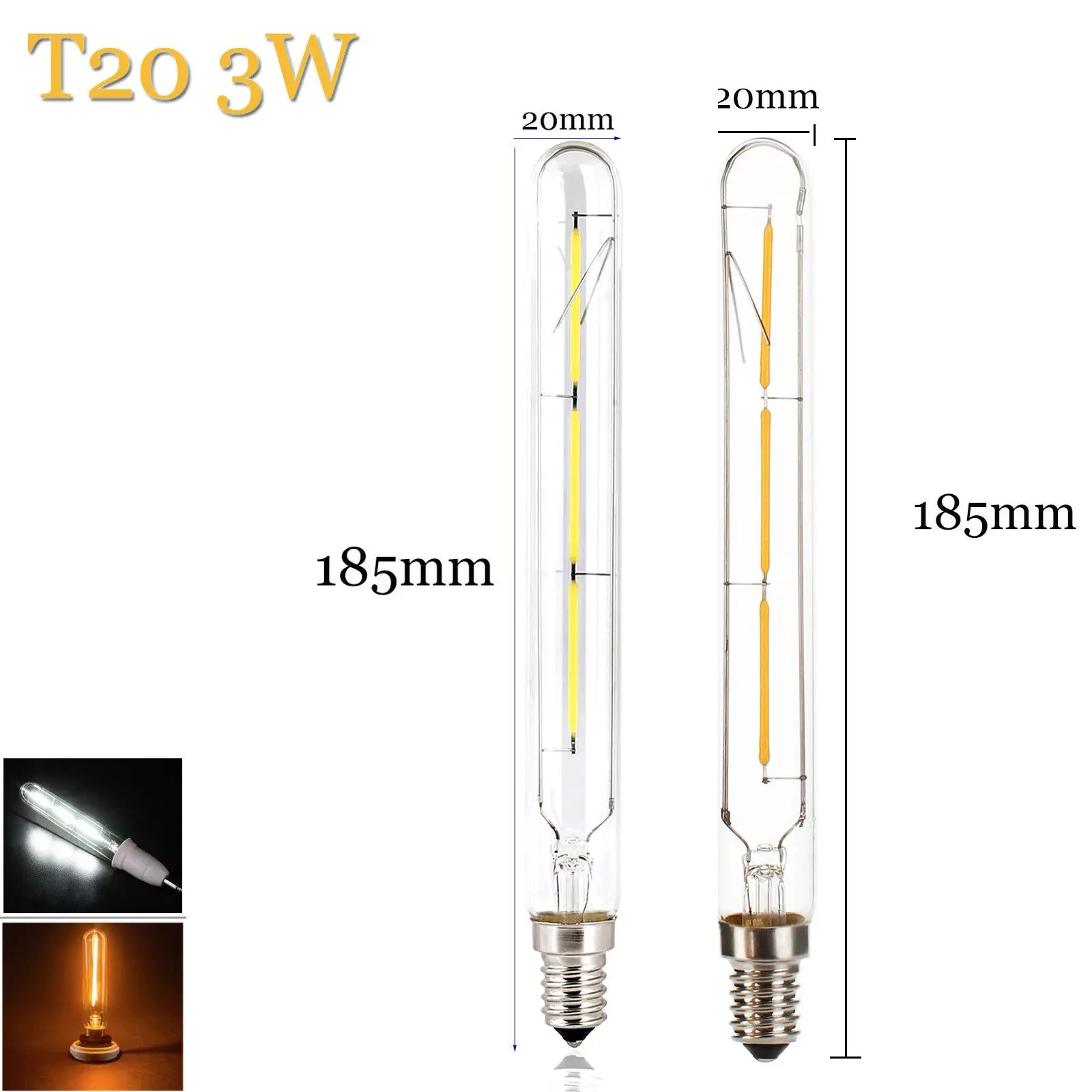 T20 LED Bulb 3W 4W 6W 220V Tubes Tungsten Tube Lamps Light Room Stage Decorative Christmas Appliance White Home Edison Filament