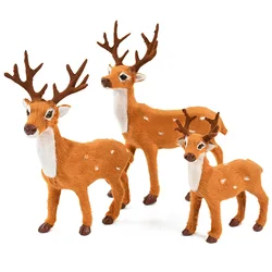 Simulation Christmas Deer Christmas Elk Plush Reindeer Fairy Garden Miniatures Prop Animal Model Figurine New Year Home Ornament