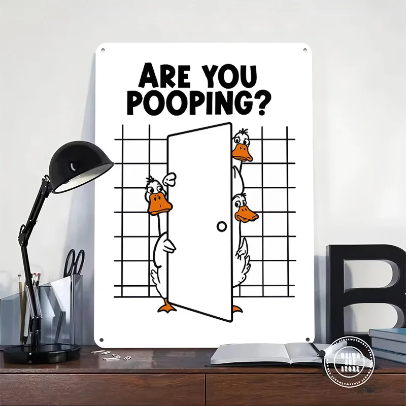 Funny Ducks Peeking Through Door Metal Poster Perfect Gift for Fans Lovers Customized Wall Art Metal Sign for Bar Accessories