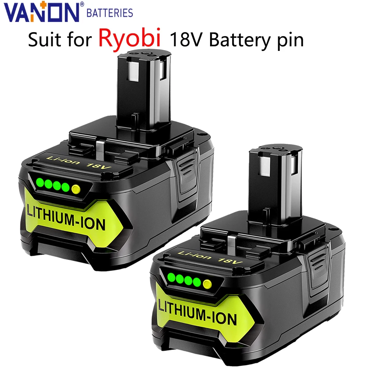 

Сменная литиевая батарея Vanon, 2 шт., P108, 5,0 Ач, 18 В, для Ryobi P102 P103 P105 P107 P109, вилка аккумулятора для беспроводного электроинструмента
