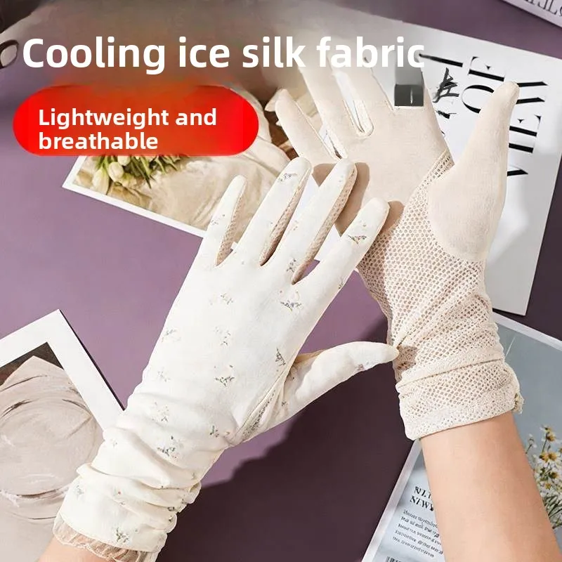 

Women's Sun Protection Gloves Touchscreen Compatible Outdoor Cycling Driving Lace Anti-UV Slip-Resistant Thin Long Wrist Prot...