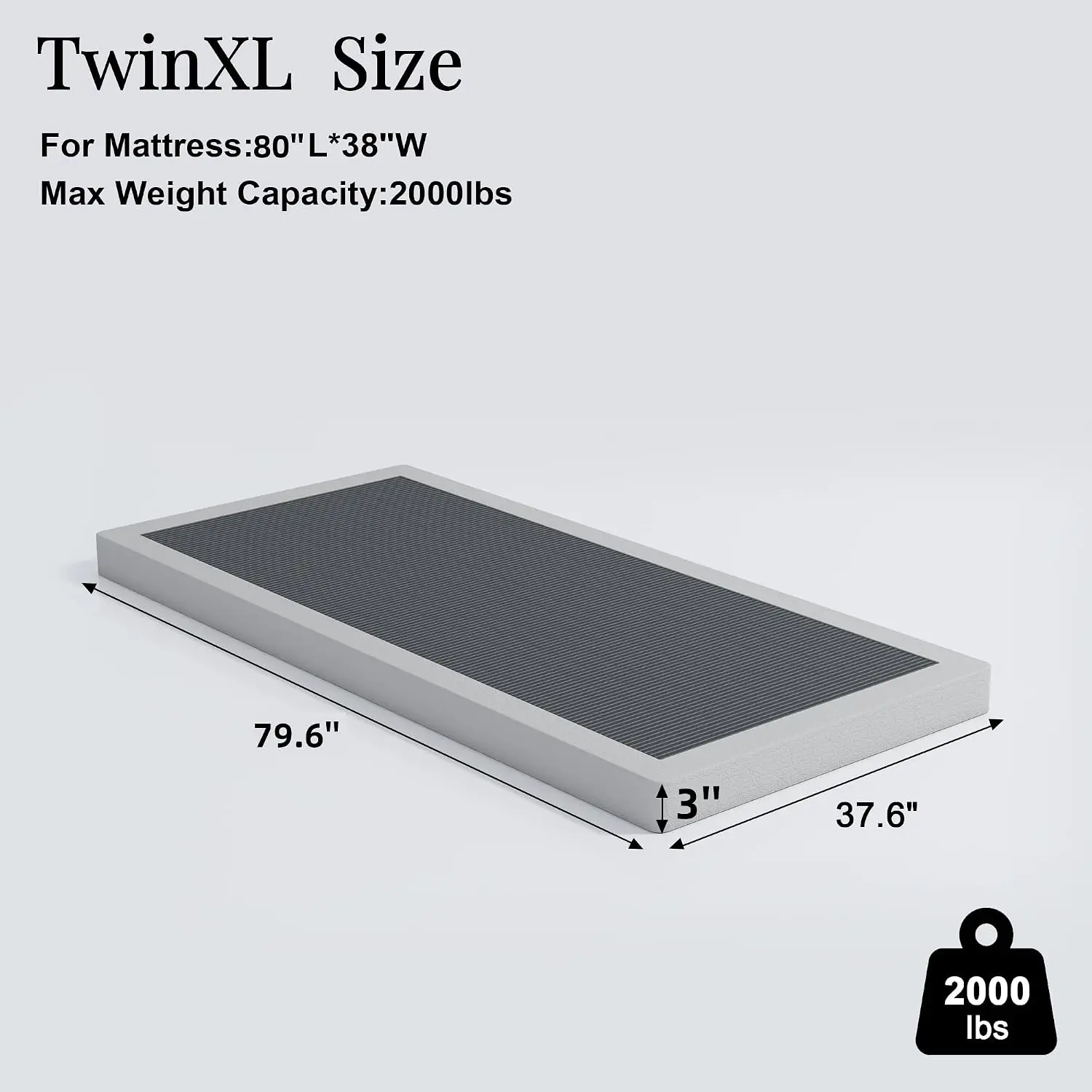 Vehowy 3 Inch Box Spring for Twin XL Bed Low Profile with Fabric Cover