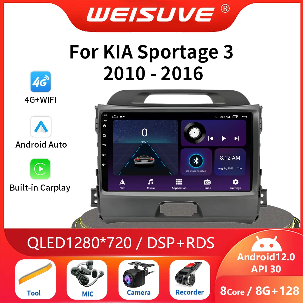 

Android 12 Car Radio for KIA Sportage 3 2010 - 2016 Multimedia Video Player Navigation GPS Stereo Carplay 4G WIFI Head Unit 2Din