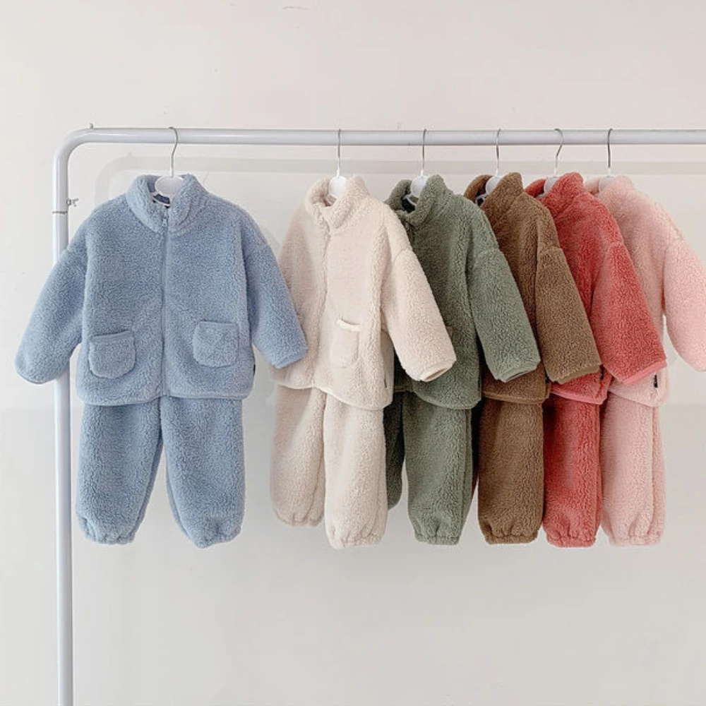 

Children's Autumn and Winter Sets, Boys and Girls Fleece, Thickened, Warm and Foreign, Loungewear Pajama Sets