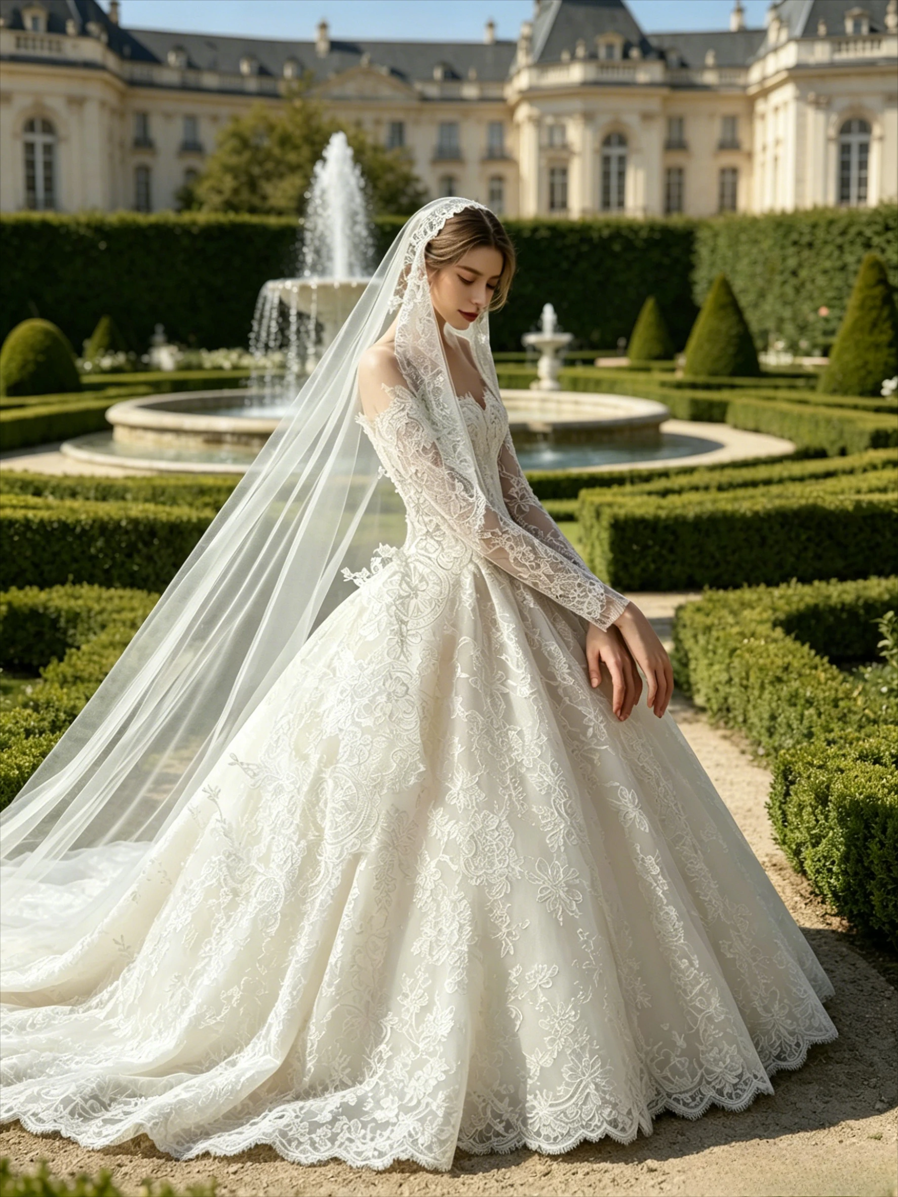 Customized Korean Retro Lace Wedding Dress Long Sleeves Ball Gown Luxury Temperament Bridal Main Dress Vestidos De Novia