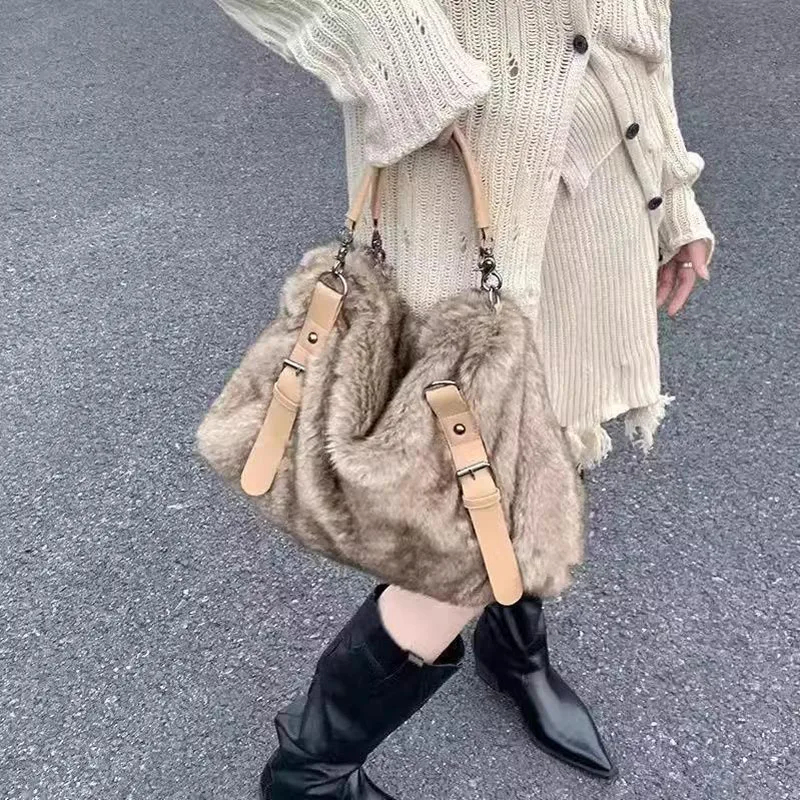 

NEW Top Fashion Winter Shaped Bag Bags Tote Women's Handbags Hair Large Capacity Sling Shoulder Handbag Bag Bags