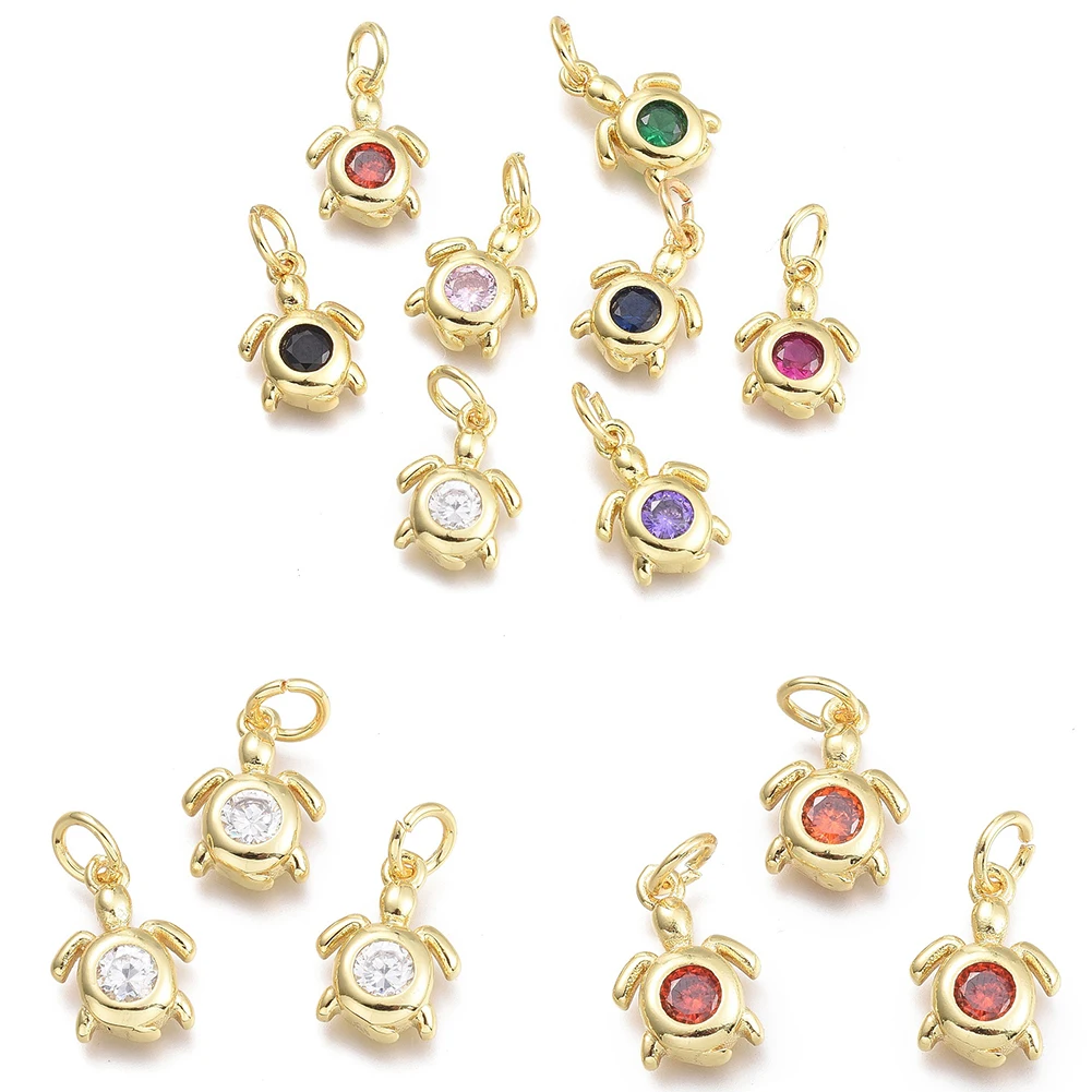 

20Pcs Crystal Sea Turtle Pendant Brass Ocean Animal Beach Style Hanging Charm for Necklace Jewelry Accessories 12x8.7x2.5mm