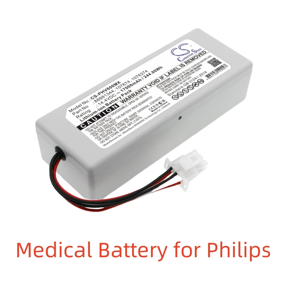 Li-ion Medical Battery for Philips,14.4V,17000mAh,Respirateur V60 Respironics V60,88881344 107674 M48385-B0 1058272 1056921