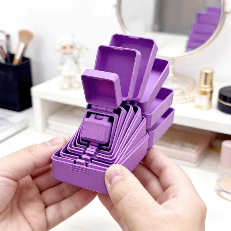 7-piece set doll-style storage boxes, with doll-style stacking and lids, suitable for SD cards, jewelry, and storage boxes.