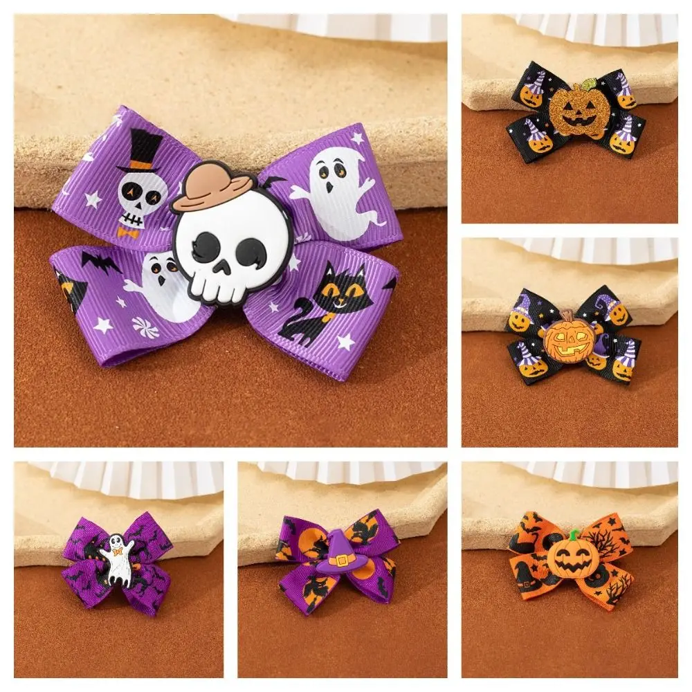 Fashion Ghost Halloween Bow Hair Clip Funny Eyeball Pumpkin Hairpin Hairpin Creativity Bat Duckbill Clip Party