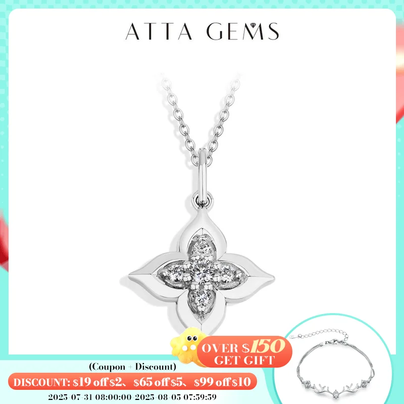 

ATTAGEMS Round Cut Moissanite Necklace Set for Women Girls S925 Sterling Silver Top Quality Sparkling Party Jewelry Gifts 45+5cm