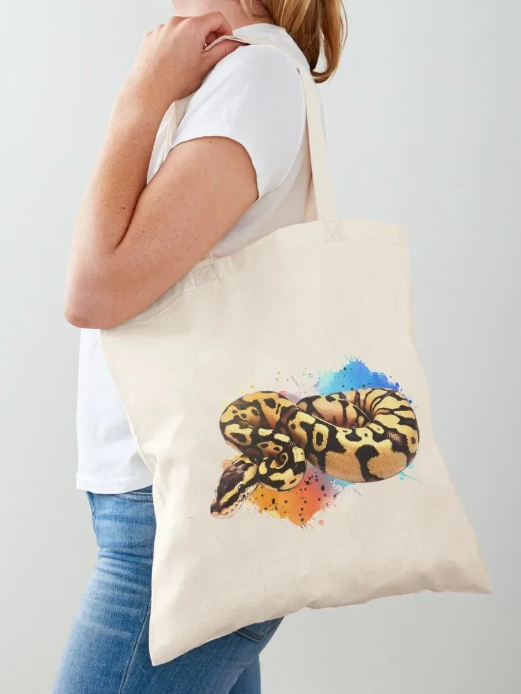 Ball Python Watercolor Reptile Keeper Snake Tote Bag custom bags foldable reusable bag woman shopping bag