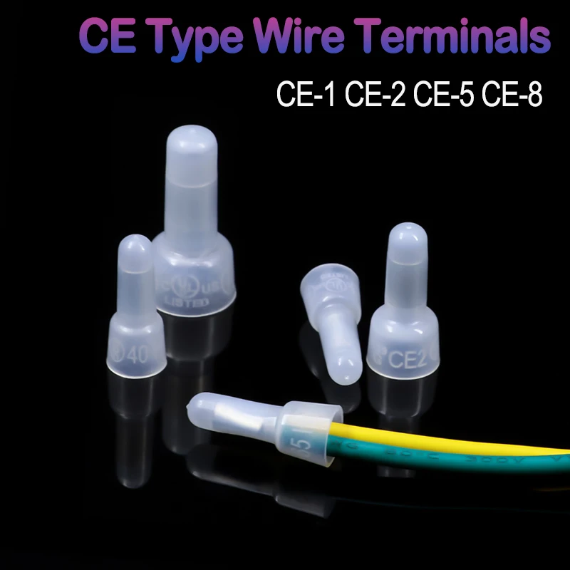 10-100Pcs Wire Terminal CE Type CE-1 CE-2 CE-5 CE-8 Pressure Line Nylon66 Closed End Cap Connector Car Audio Cable Crimp Splice