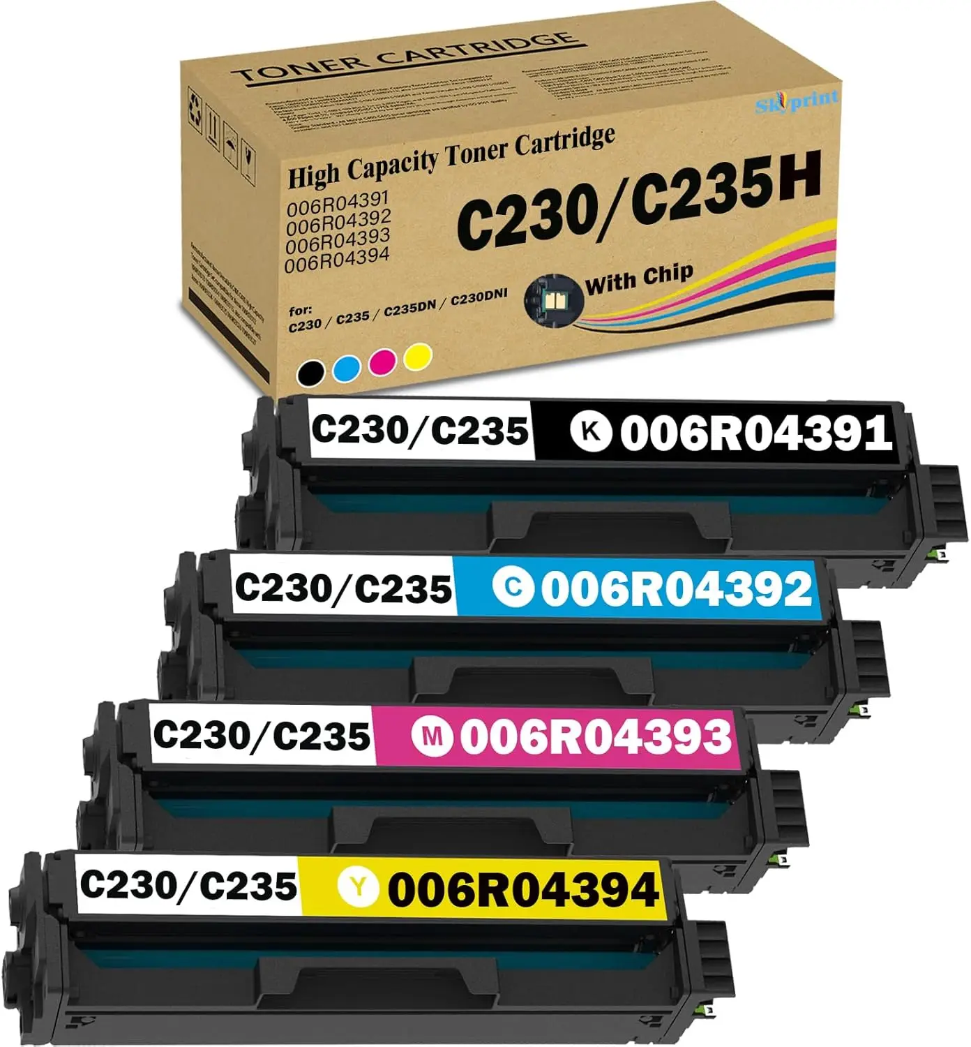 

C230 C235 Toner Cartridge (with Chip) 006R04391 006R04392 006R04393 006R04394 Replacement