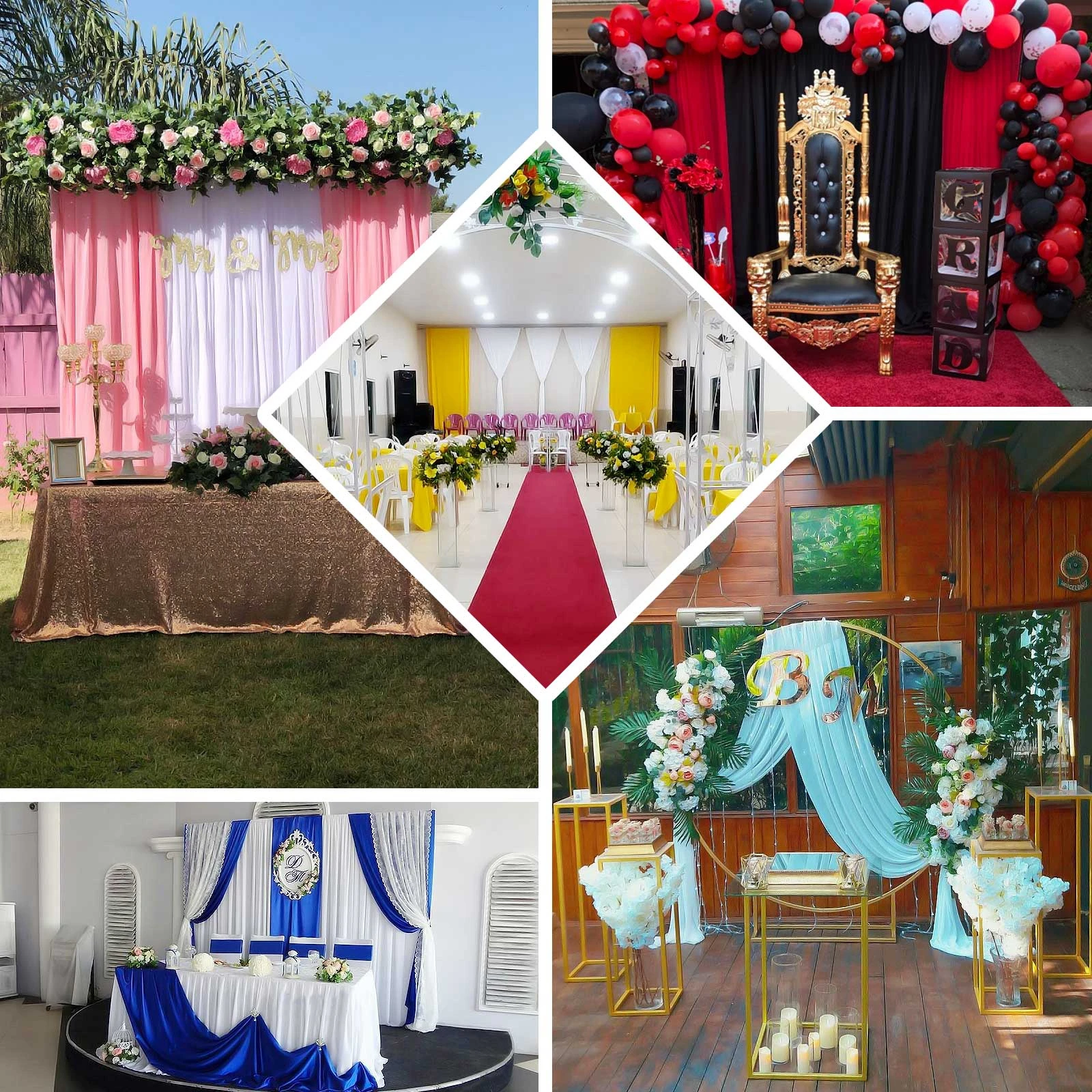 Seamless Panel Polyester Wedding Backdrop Curtain Stage Background Event Party Backdrops Decoration