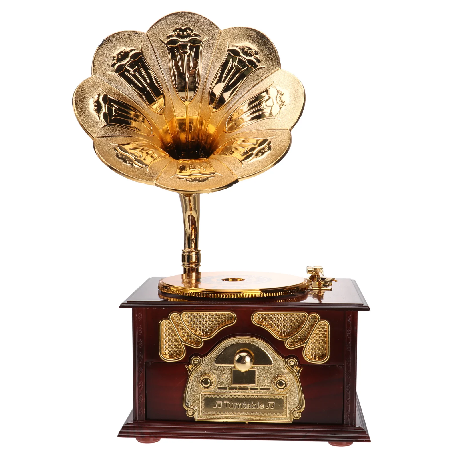 

1pc Retro Phonograph Music Box Creative Design Vintage Home Decor Desktop Ornament Storage Practical Gift For Family Friends
