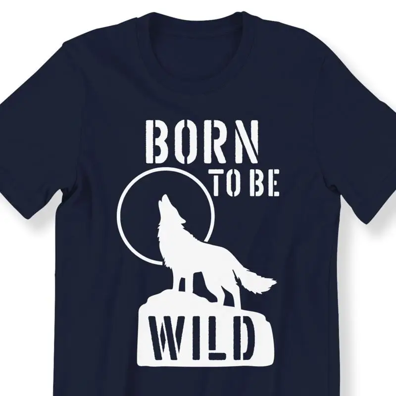 Born To Be Wild For Men And Women Moon Wolf T shirt Navy 28