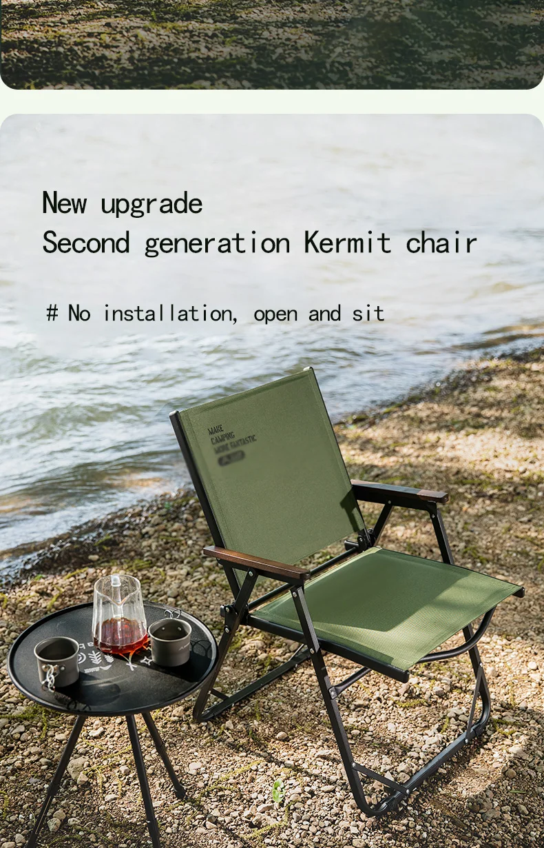 BISINNA Outdoor Klappbarer Campingstuhl Tragbarer Lounge-Kit-Stuhl Picknick Strand Wandern Trekking – Detail 2