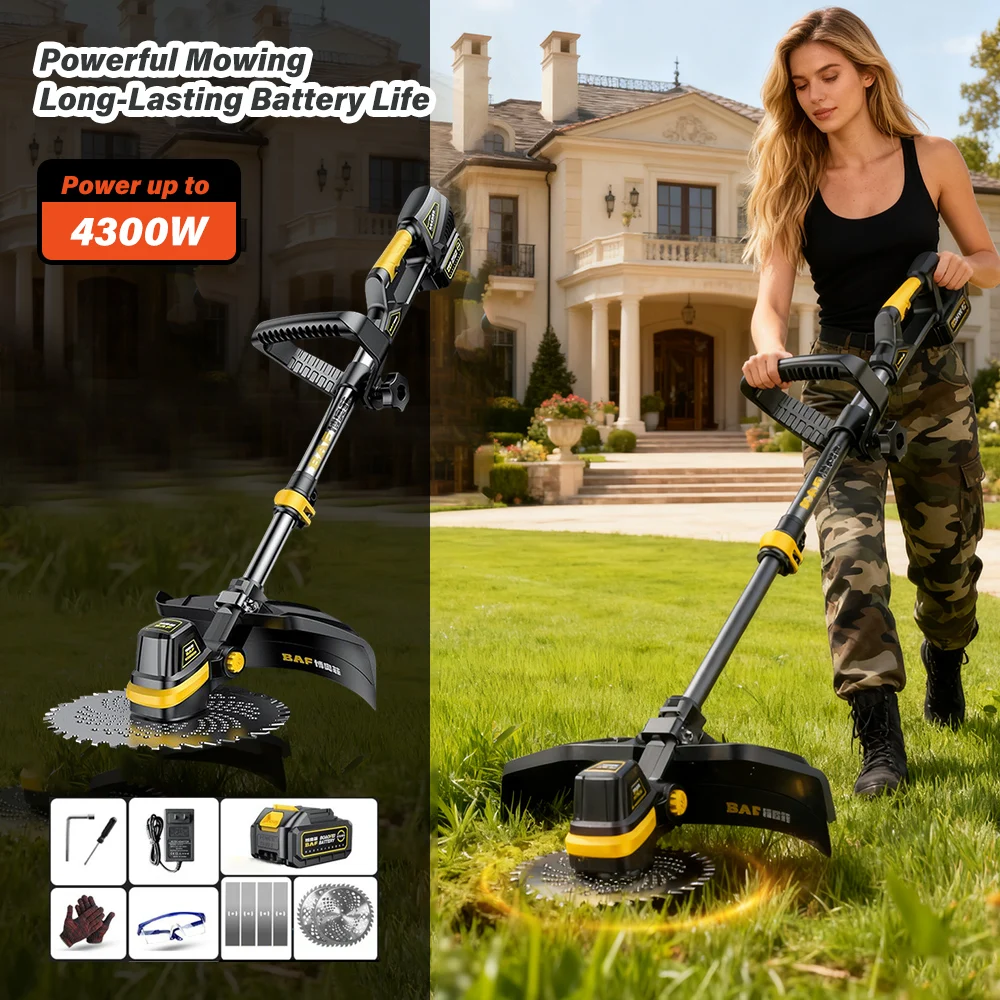 

Electric Grass Trimmer Brushless Lawn Trimmer Powerful Cordless Weed Eater Lawn Mower Lithium-ion Battery Lawn Cutter