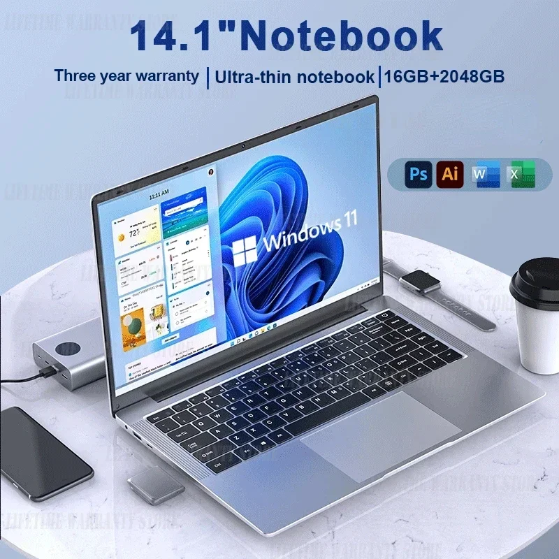 New 2025 Laptop Computer Tablet PC Windows 11 Pro Ultra Slim Notebook 14.1 Inch 16GB 1024GB Office Study PC Computer pad 6 pro