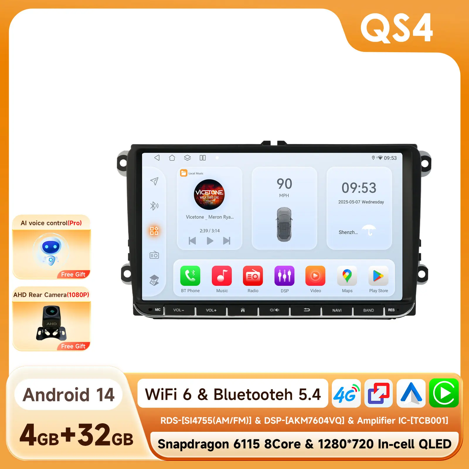 2din Carplay Android Auto Autoradio voor VW GOLF 5 POLO Sedan PASSAT B6 CC Radio TOURAN SCIROCCO CADDY Jetta Skoda Seat GPS Stereo