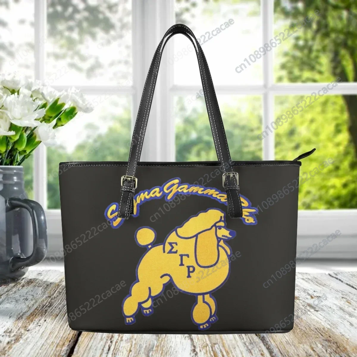 

Sigma Gamma Rho Luxury Designer Elegant Women Clutch New Travel Large Capacity Top Handle Shoulder Bag Poodle Pattern Saddle Bag