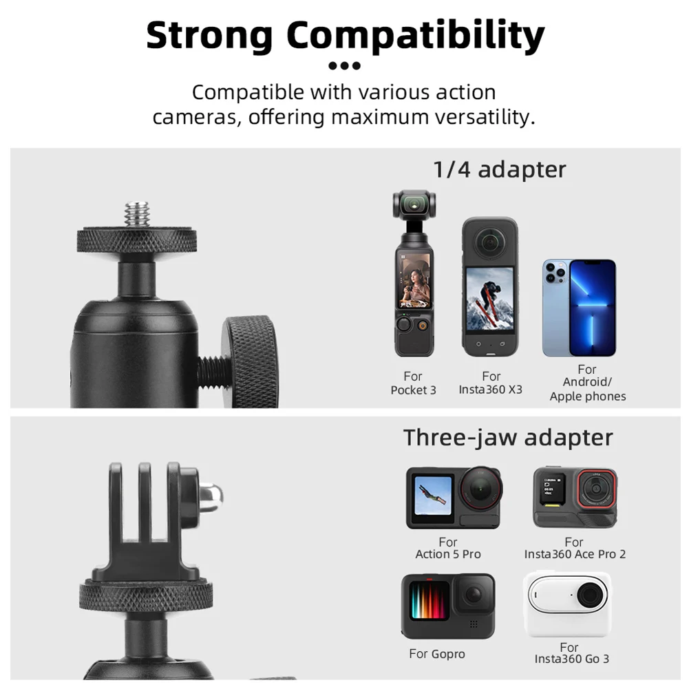 Magnetic Action Camera Mount 360 หมุนวงเล็บปรับได้สําหรับ DJI Action 5 Pro Pocket 3 ฐานเดสก์ท็อปสําหรับ GoPro 13