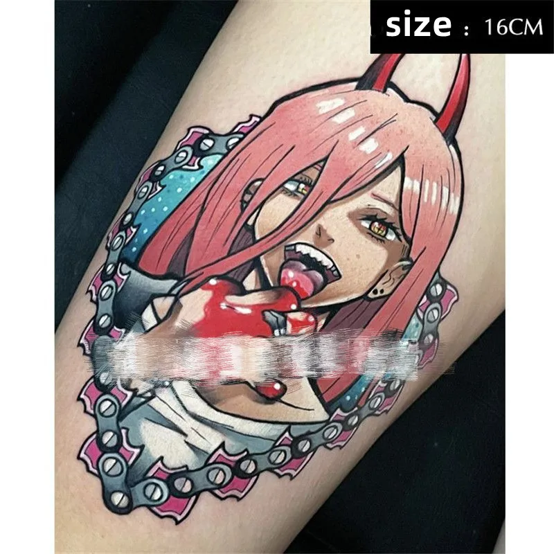 Anime Heart Shaped Power Temporary Tattoos Transfer Tattoo Body Art Waterproof Fake Tatoo Stickers for Woman Men