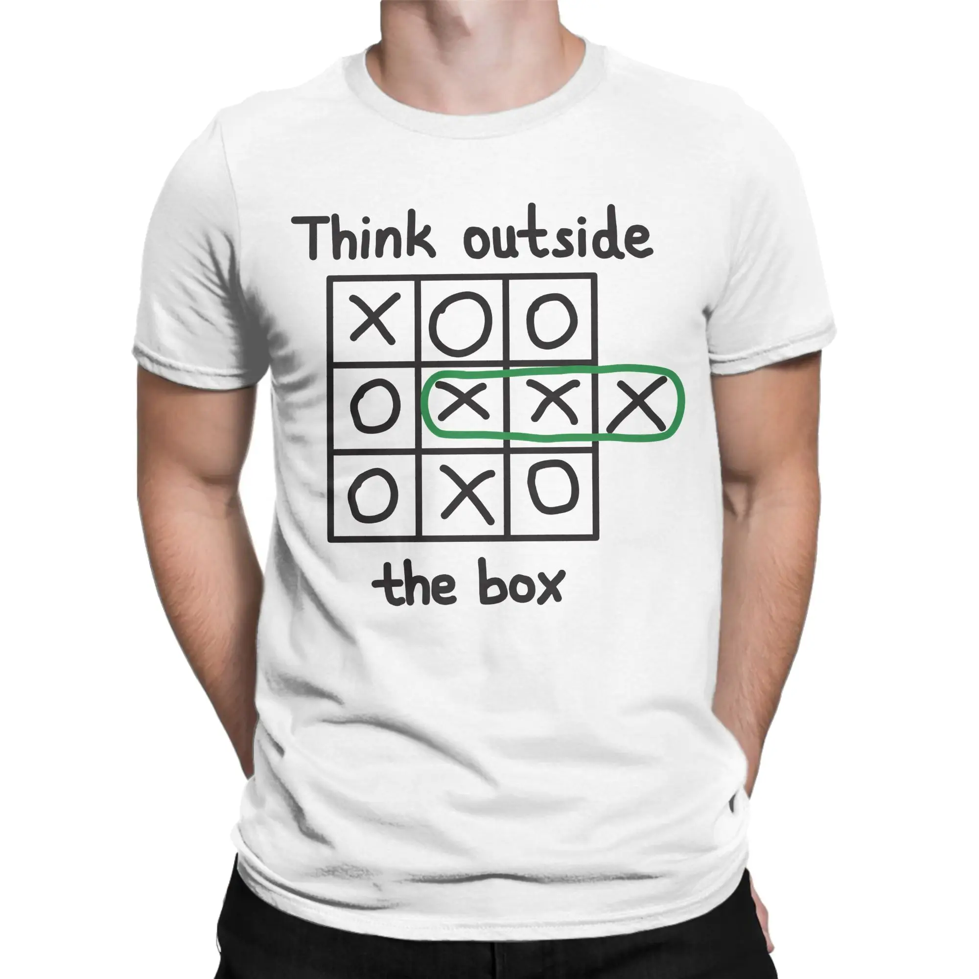 Men's T-Shirt Think Outside The Box Tic Tac Toe  () Novelty Cotton Tee Shirt Short Sleeve  T Shirt Crewneck Clothing Graphic