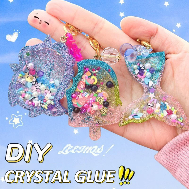 Porte-clés à colle cristal pour enfants, bricolage, ensemble d'artisanat d'art pour filles, cadeau d'anniversaire