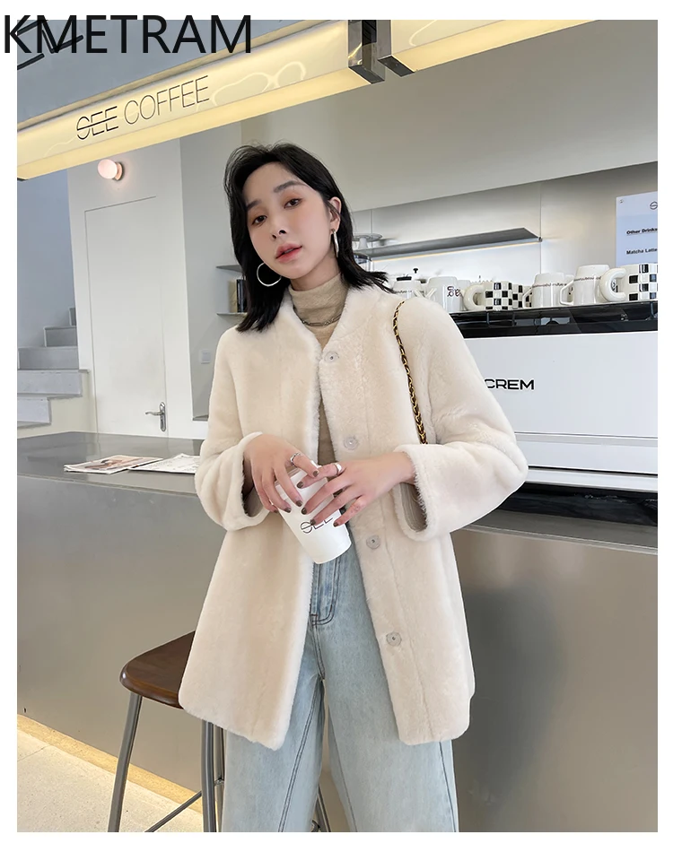 Damska dwustronna kurtka z prawdziwego futra z naturalnej wełny merino i owczej skóry, odwracalna, zimowe ubrania 2025, futrzane kurtki, fourrure