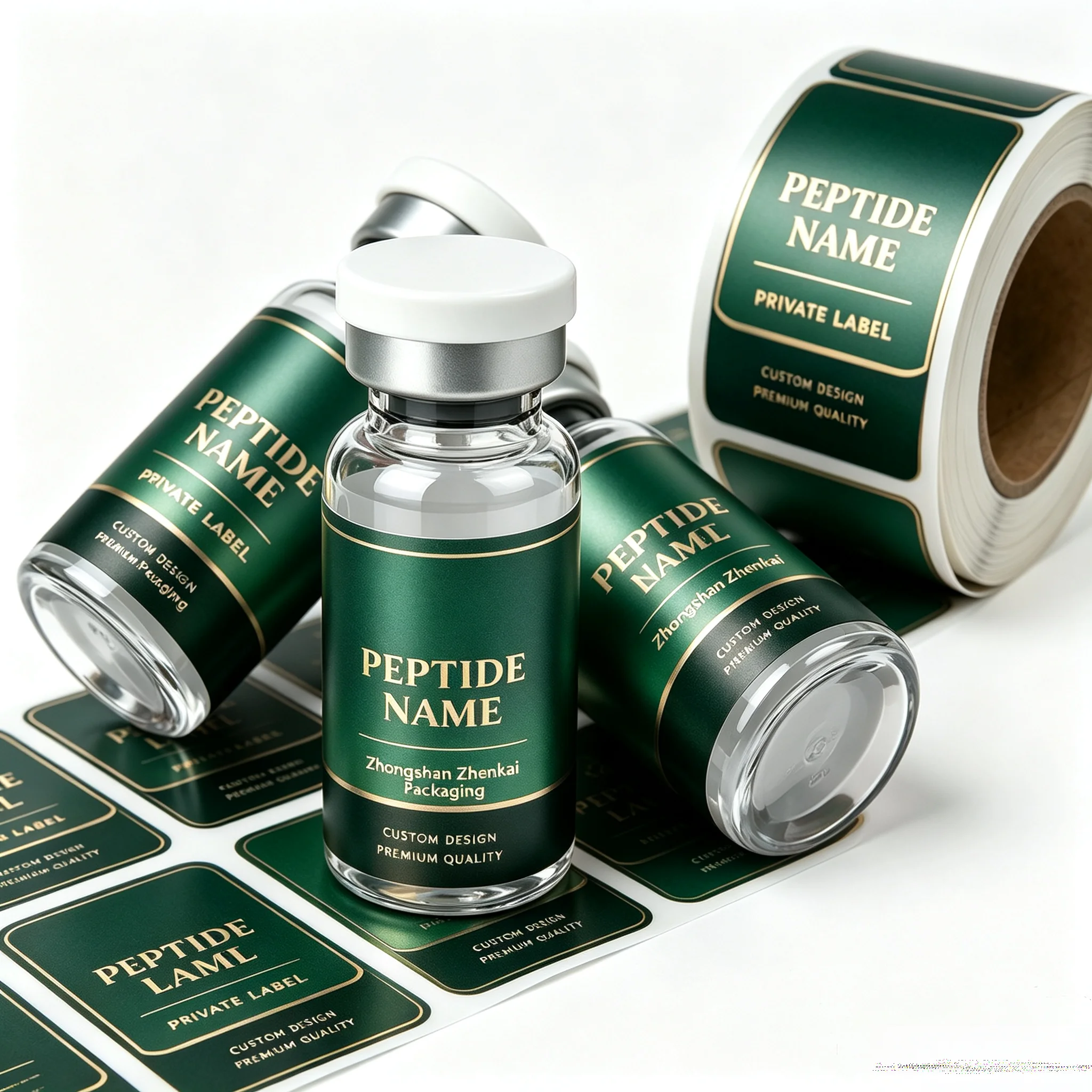 Customized Peptide Packaging Kit Matching Stickers Color Boxes For 3ml 5ml 10ml Injection Vials Skincare Fitness Tags