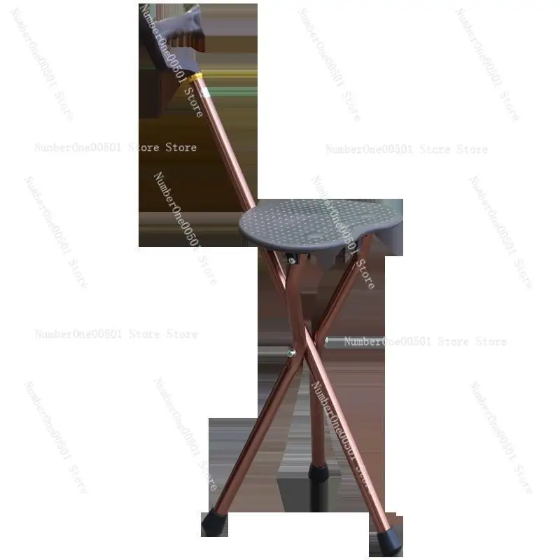 Elderly Crutch Stool Outdoor Climbing Walking Stick Aluminum Alloy Folding Chair Curved Handle Multifunctional Walking Stick