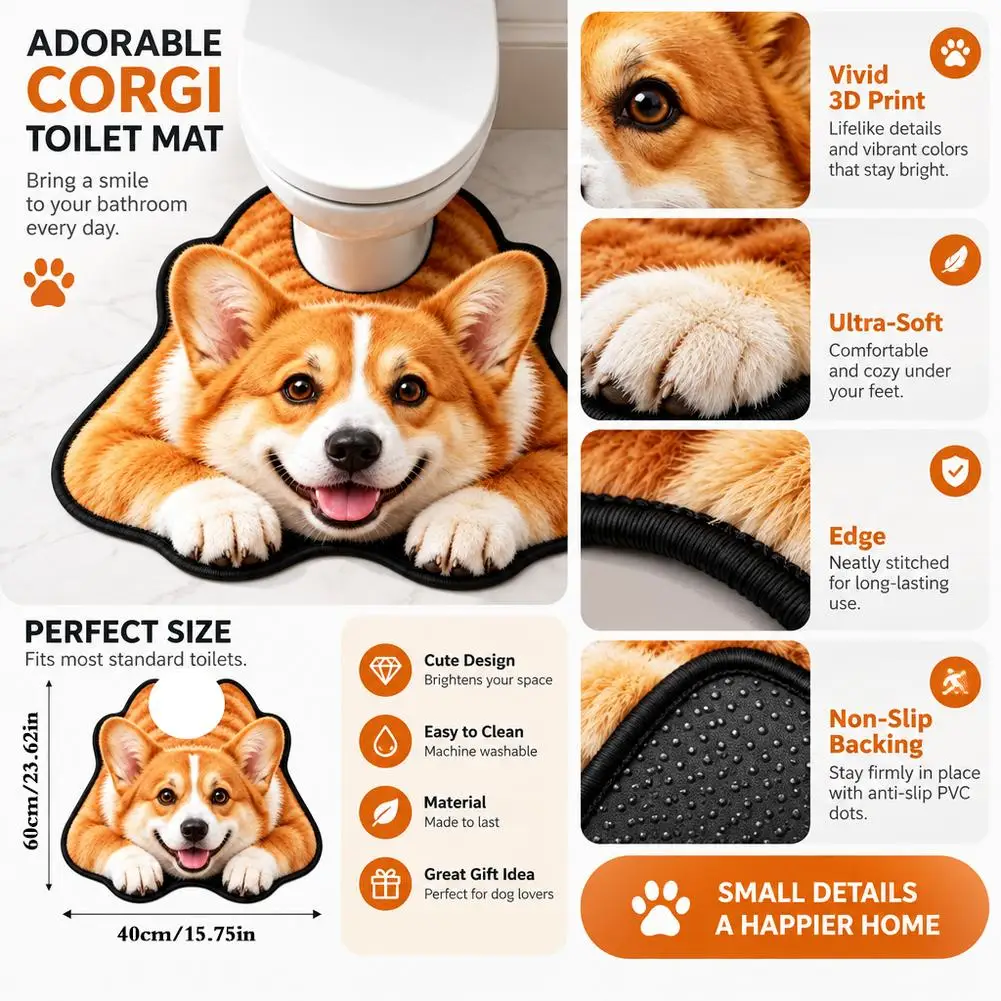 Irregular Animal Bathroom Floor Mat U-Shaped Toilet Seat Mat Diatomaceous Earth Absorbent Splash Proof Mat