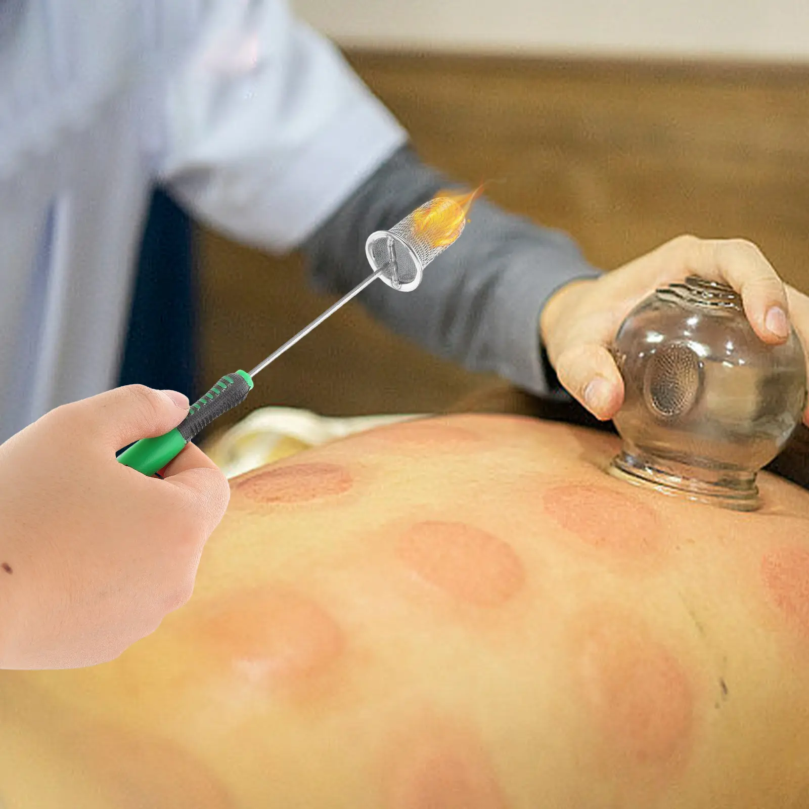 

Cupping Igniter Stick Rods Fire Tool Anti Scald Handle Replaceable Cotton Ball Stainless Steel Massaging Supplies Health Care