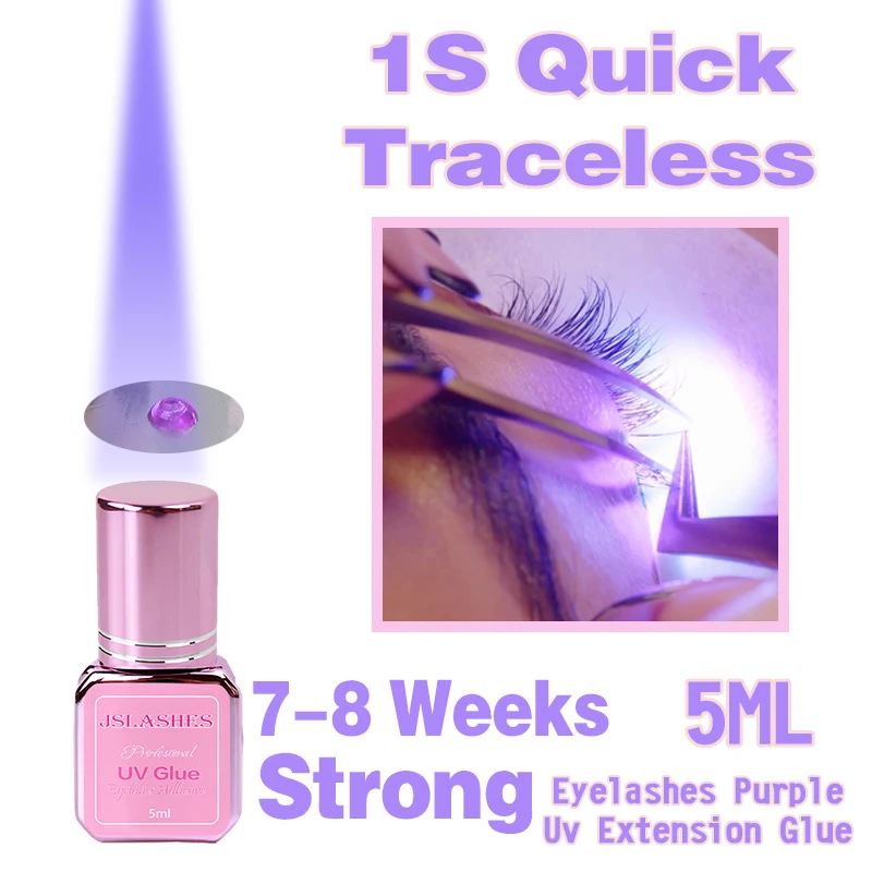 3pcs Kit Violet UV Eyelash Glue 5ML Eyelash Extension Adhesive Light Curing Korea 1S Quick Dry Lasting Fake Lash Purple UV Glue