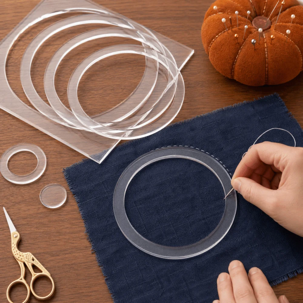 Picture 6: 9Pcs Transparent Acrylic Router Template Set Round/Square Tracing Guides Ring Quilting Template Durable Reusable