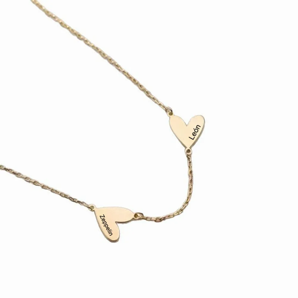 Custom Side Heart Name Necklace Pendant Fashion Friendship Jewelry Engraved Multiple Nameplate Necklac Best Sister Gift