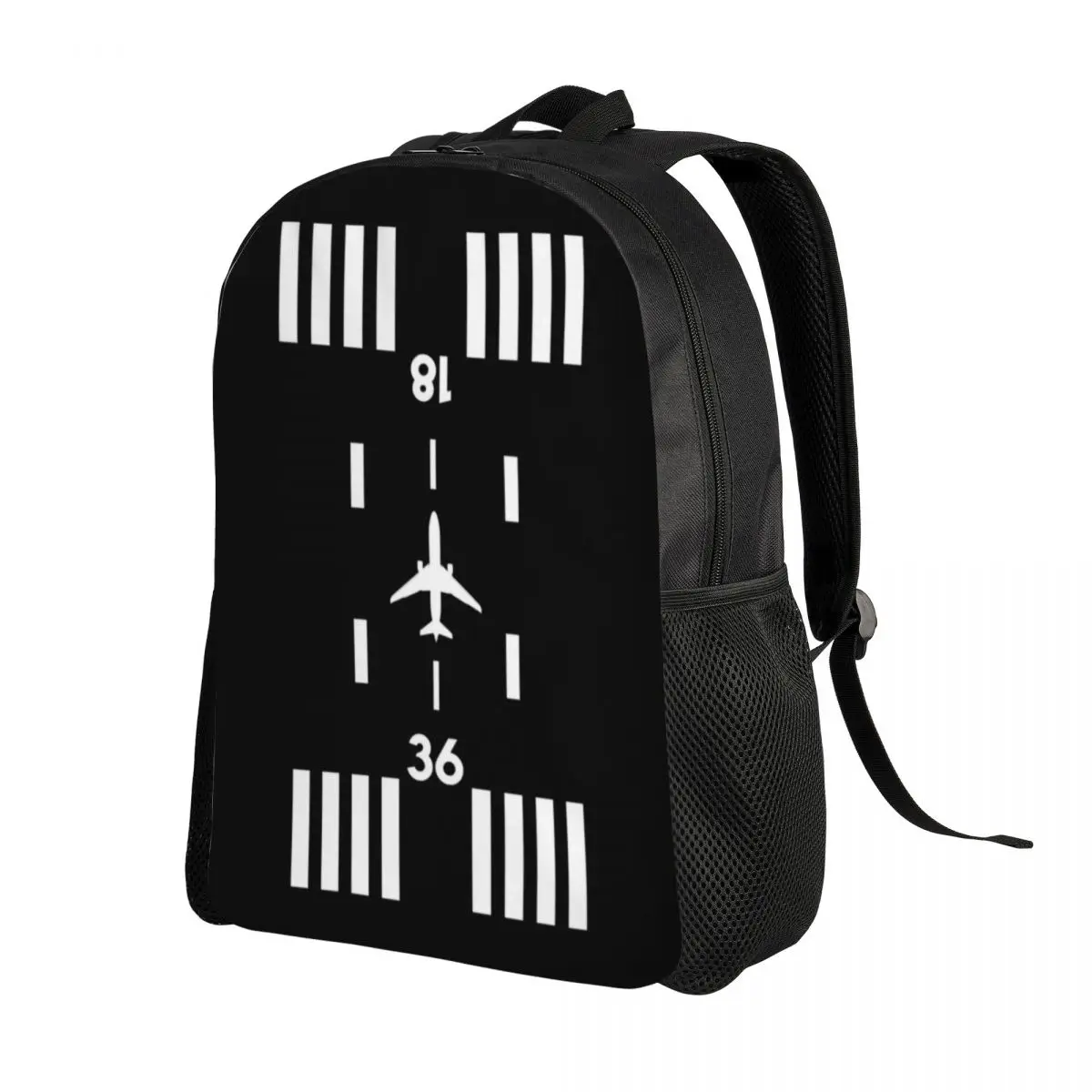 Airport Runway Traffic Controller Laptop Backpack Basic Bookbag for College School Students Aviation Airplane Pilot Aviator Bag