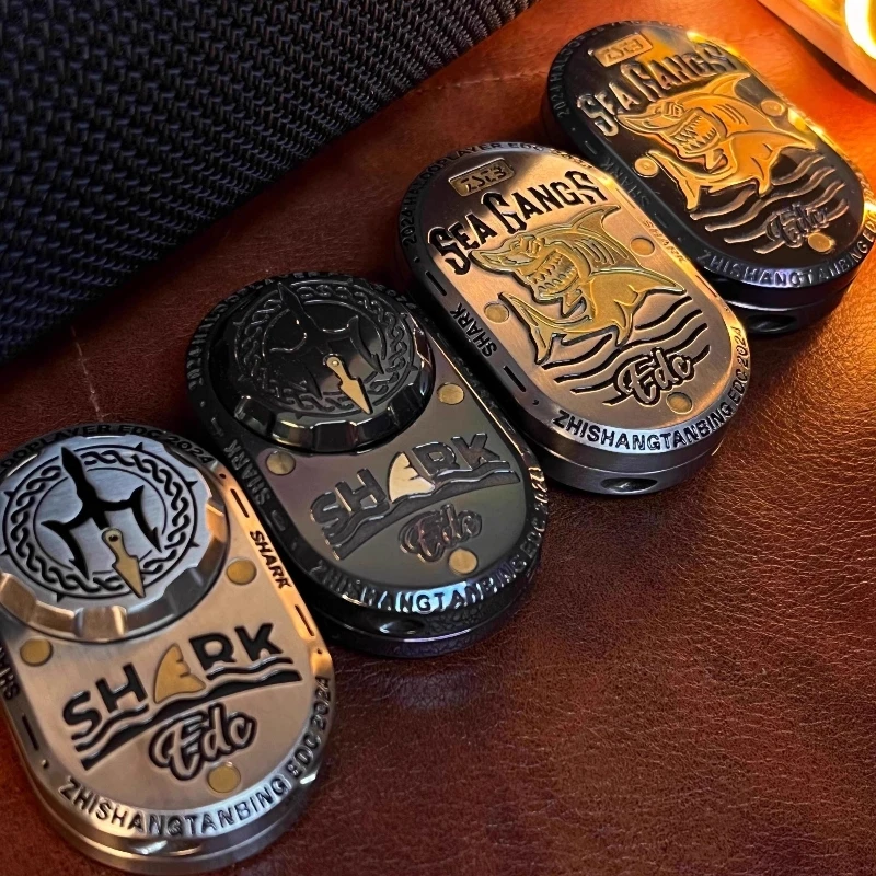 Sea Shark EDC Push Card Mechanical Slider Fidget Spinner Ratchet