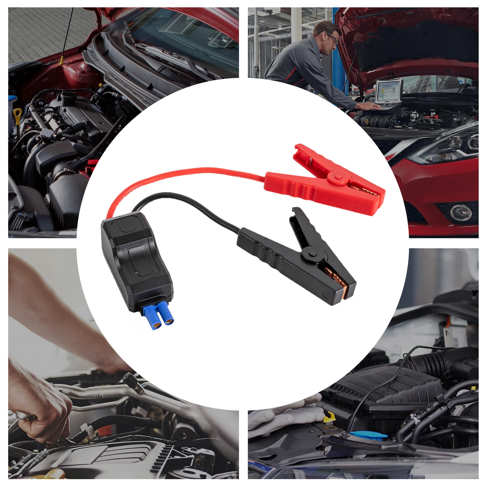 

Durable Battery Clamp with Groove Pattern & Color-Coded Clamps, Anti-Slip Design for Easy Use, Overheat Protection with Flame Re