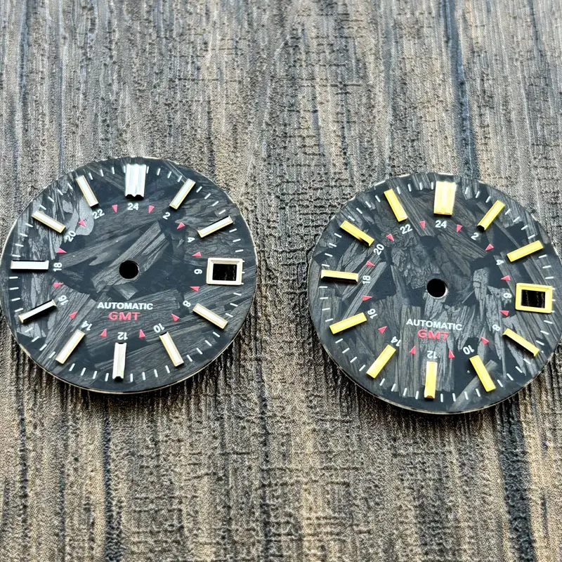 Watch Parts 28.5mm Black Sterile Carbon Fiber GMT Watch Dial No Luminous Suitable For NH34 Automatic Movement