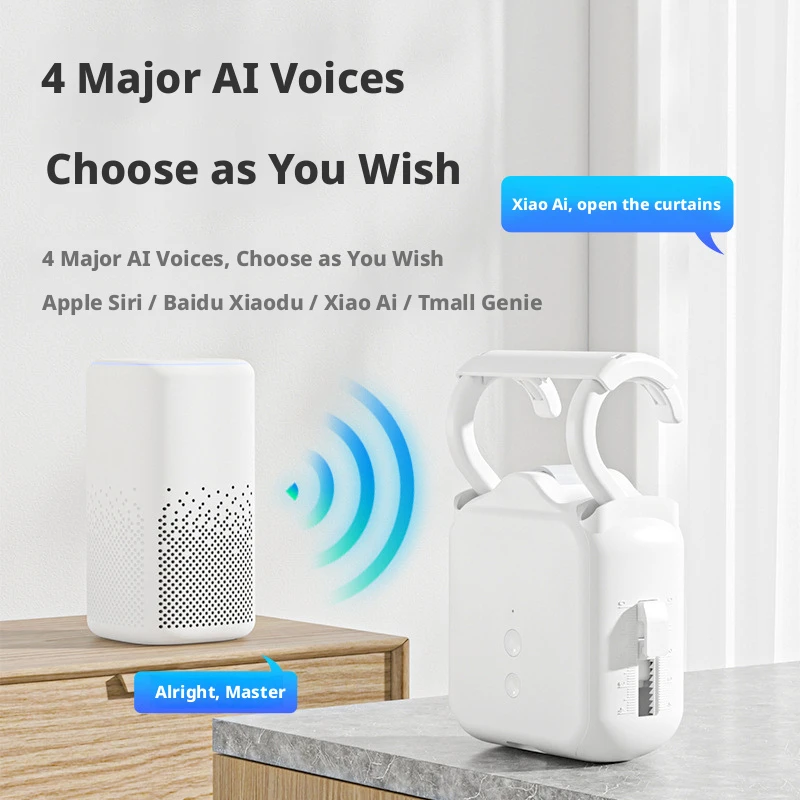Solar Powered Wireless Electric Curtain Assistant Track Roman Rod Siri Voice Control Smart Speaker Compatible No Wiring